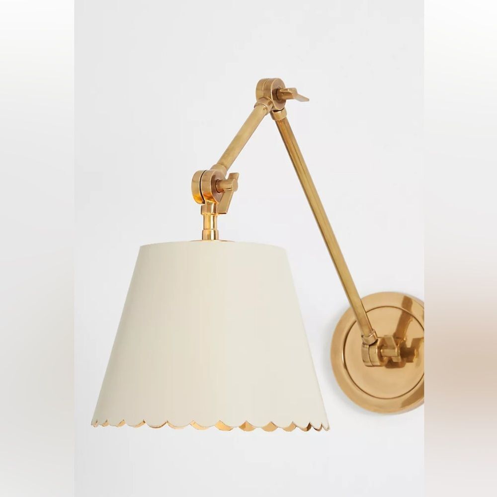 Anthropologie Roberta Scalloped Leather Task Sconce Wall Light - Picture 5 of 9